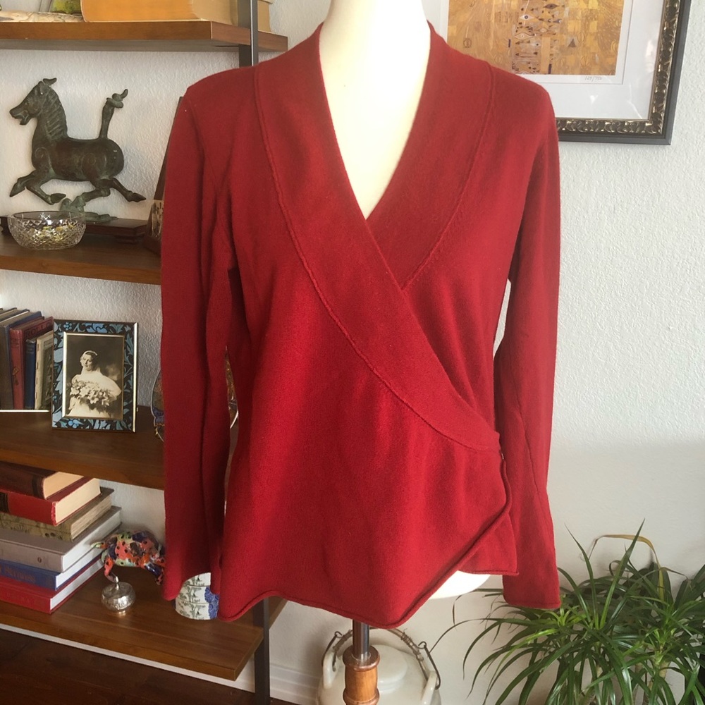 Margaret O’Leary Red Wrap Cashmere Sweater